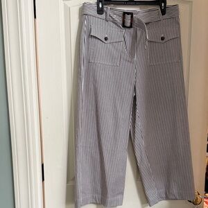 LOFT Chocolate and Cream Striped Trousers